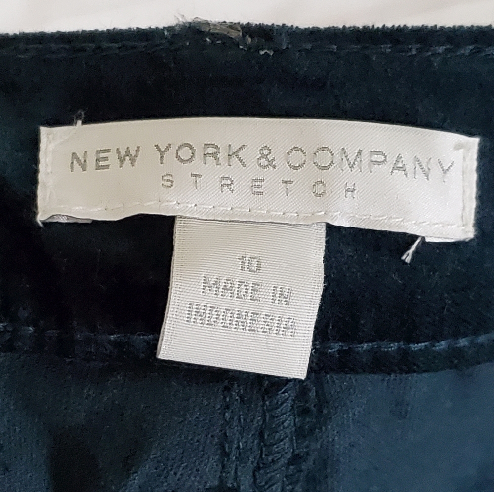 NWOT 🌿NEW YORK & CO🌿 DARK TEAL VELOUR SKINNY PANT - Picture 3 of 4